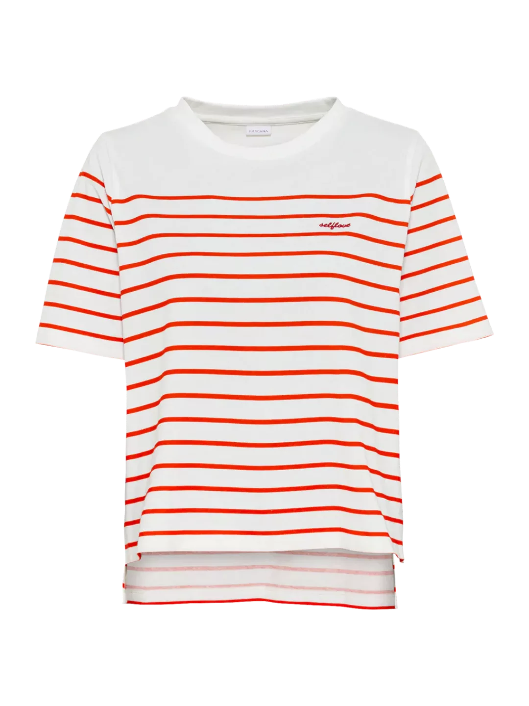 LASCANA T-Shirt mit Streifen, Kurzarmshirt aus Baumwolle, schlanke Optik, B günstig online kaufen