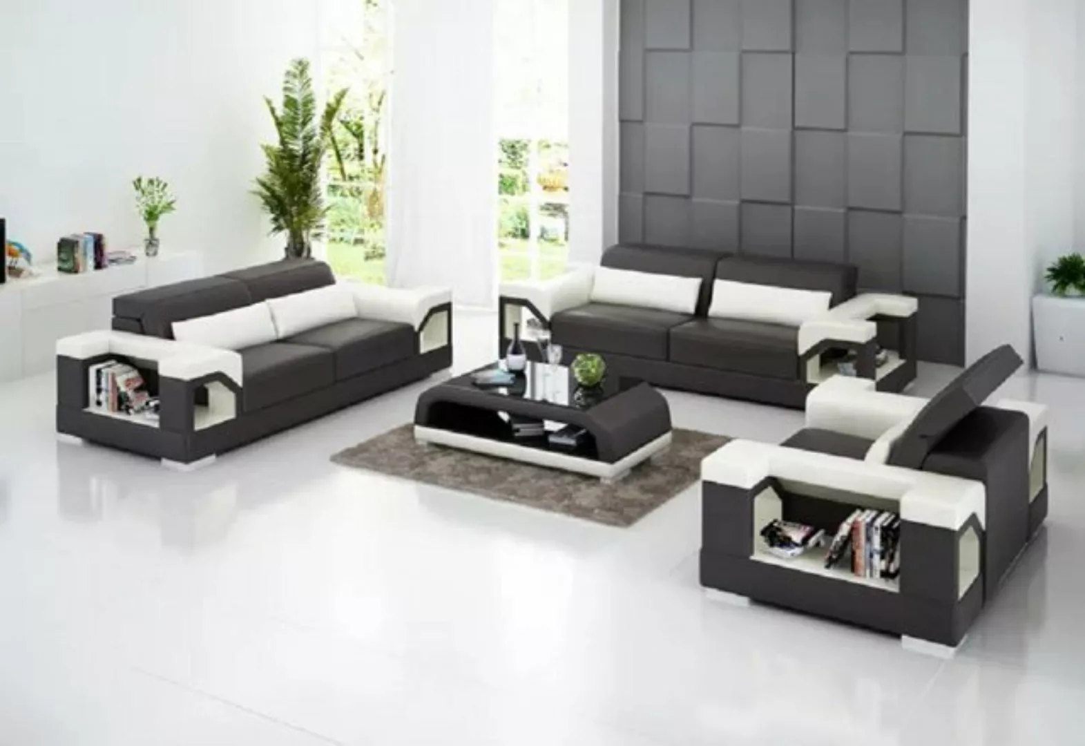 JVmoebel Sofa Couch 321 Sitzer Couchtisch Ledersofa Modernes Sofa Wohnlands günstig online kaufen