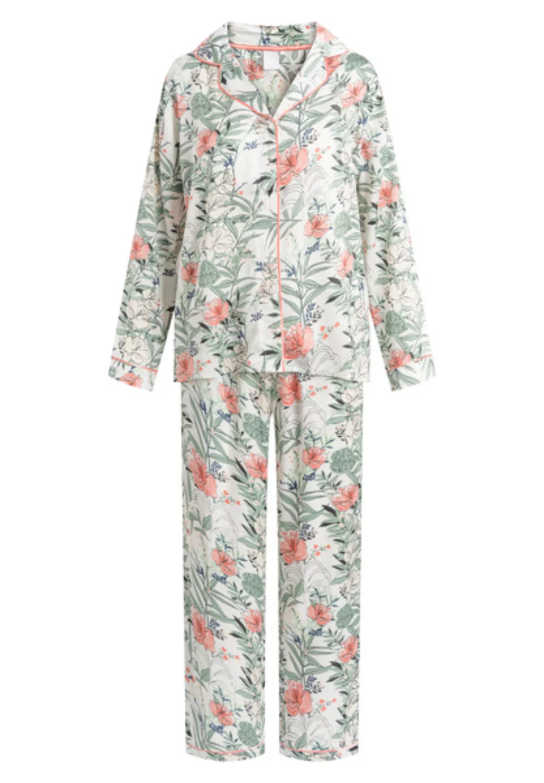Pyjama Set, Lange Hose Und Langarmhemd "Josephine L/s" Chalk Aop günstig online kaufen