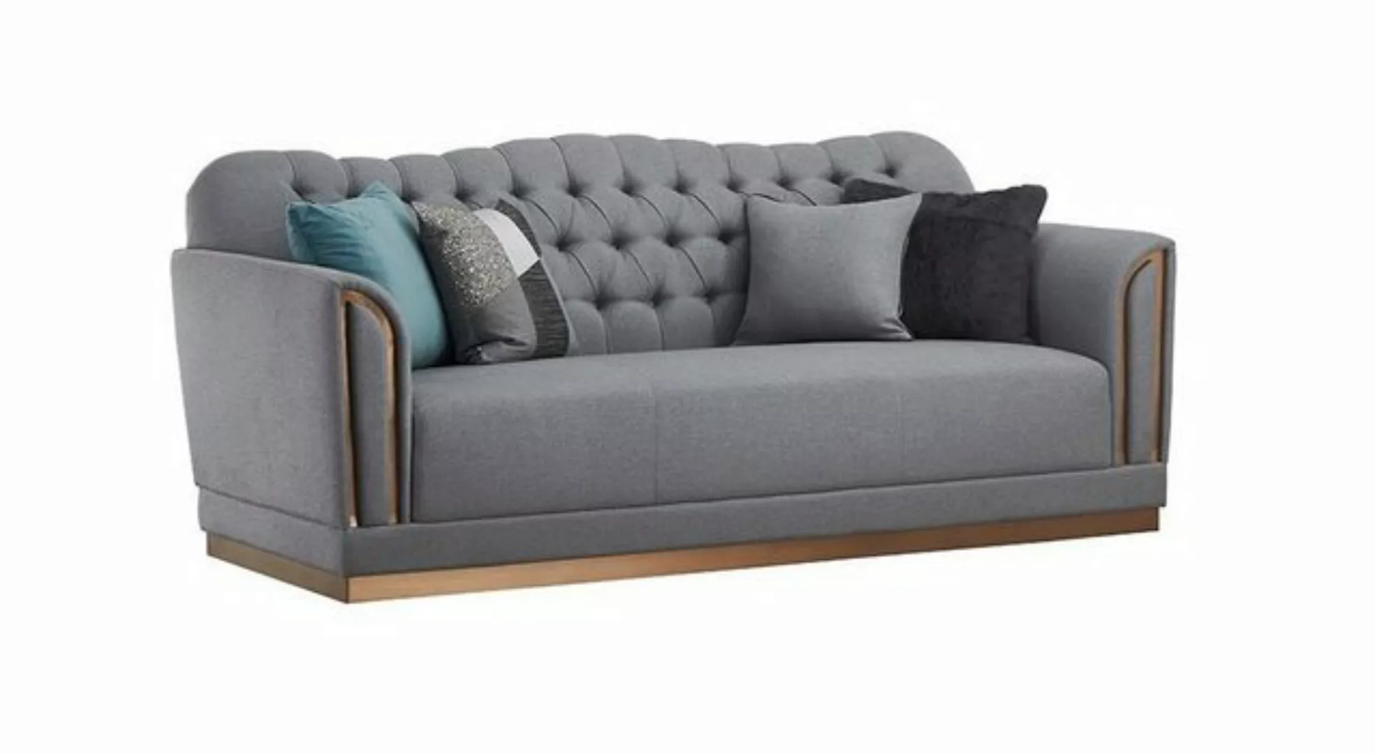 JVmoebel 3-Sitzer Grauer Chesterfield Dreisitzer luxus Möbel Stoffcouch, Ma günstig online kaufen