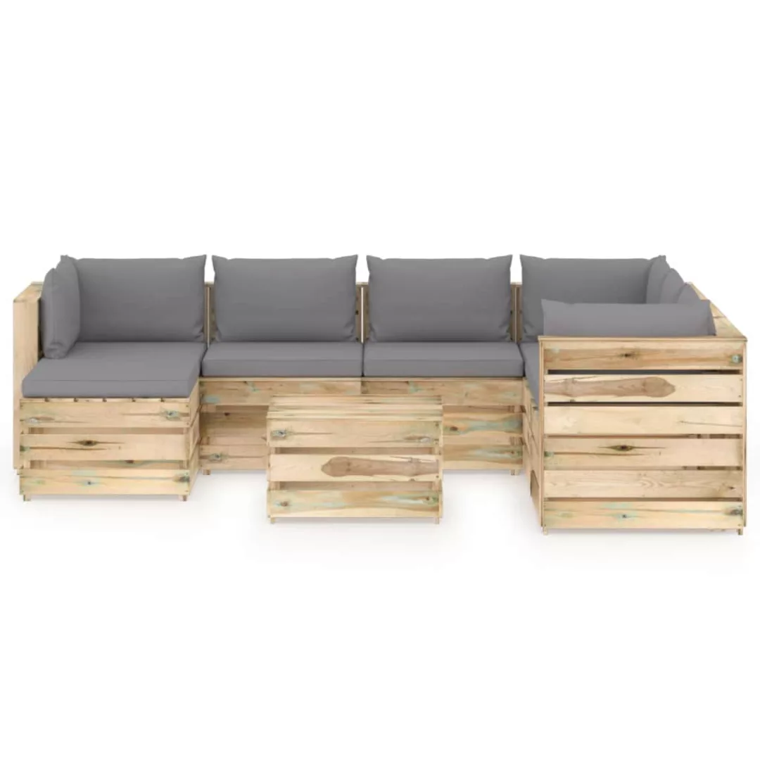 8-tlg. Garten-lounge-set Mit Kissen Grün Imprägniertes Holz günstig online kaufen