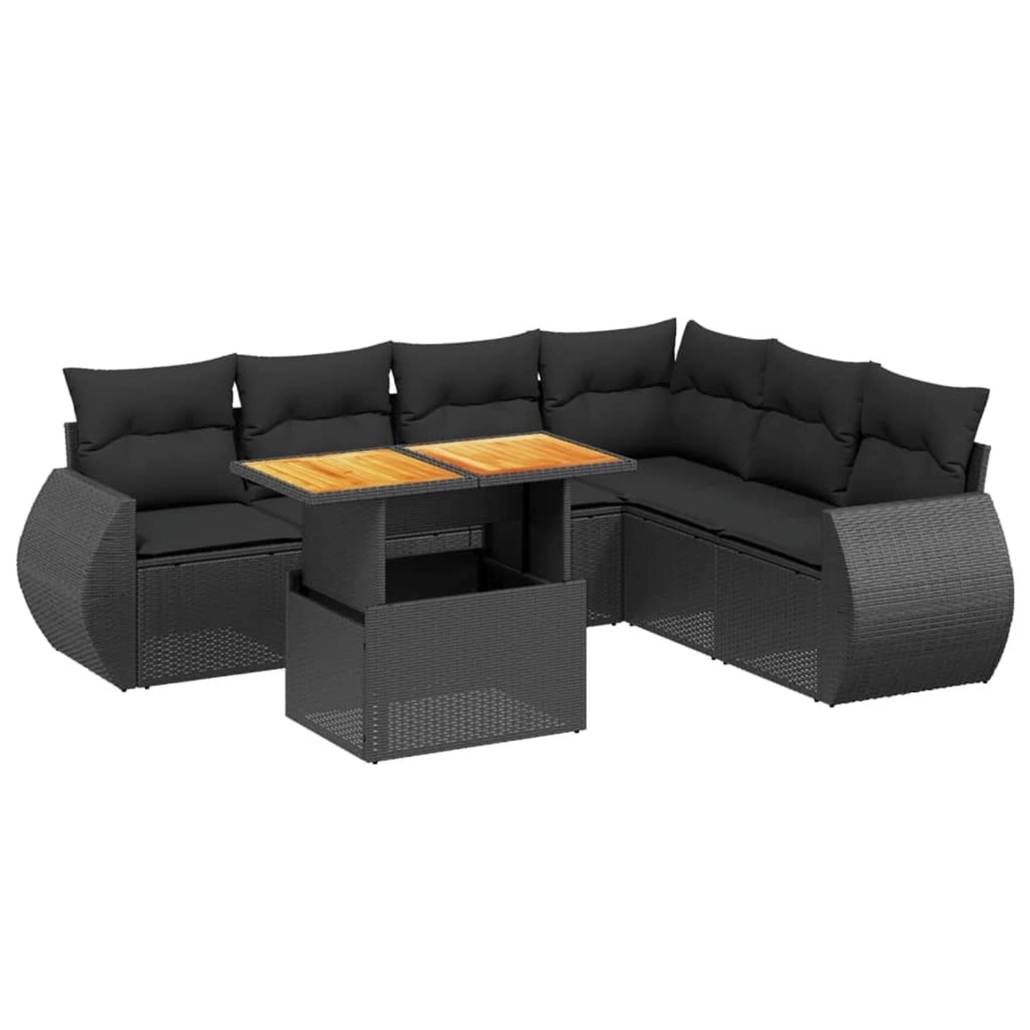 vidaXL 7-Tlg Garten-Sofagarnitur mit Kissen Schwarz Poly Rattan 3272210 günstig online kaufen
