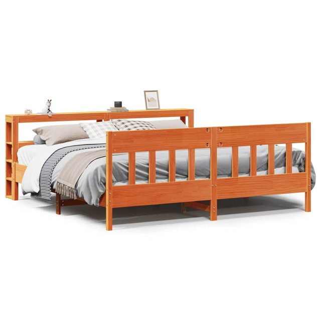 vidaXL Bett, Massivholzbett ohne Matratze Wachsbraun 180x200 Kiefernholz günstig online kaufen