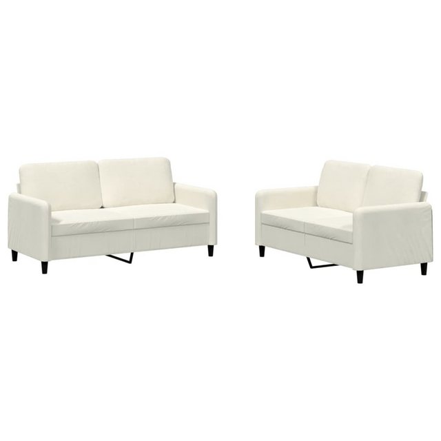 vidaXL Sofa 2-tlg. Sofagarnitur Creme Samt günstig online kaufen