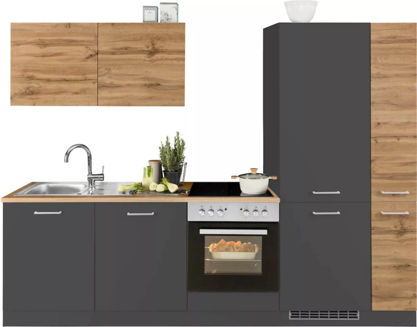 HELD MÖBEL Küchenzeile "Kehl", ohne E-Geräte, 270cm, für Kühl/Gefrierkombin günstig online kaufen