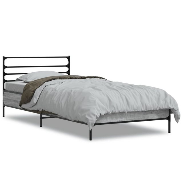 vidaXL Bett Bettgestell Grau Sonoma 75x190 cm Holzwerkstoff und Metall günstig online kaufen