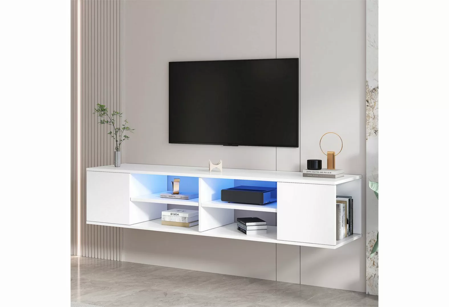 autolock TV-Schrank Vielseitiger großer weißer TV-Schrank mit LED-Beleuchtu günstig online kaufen