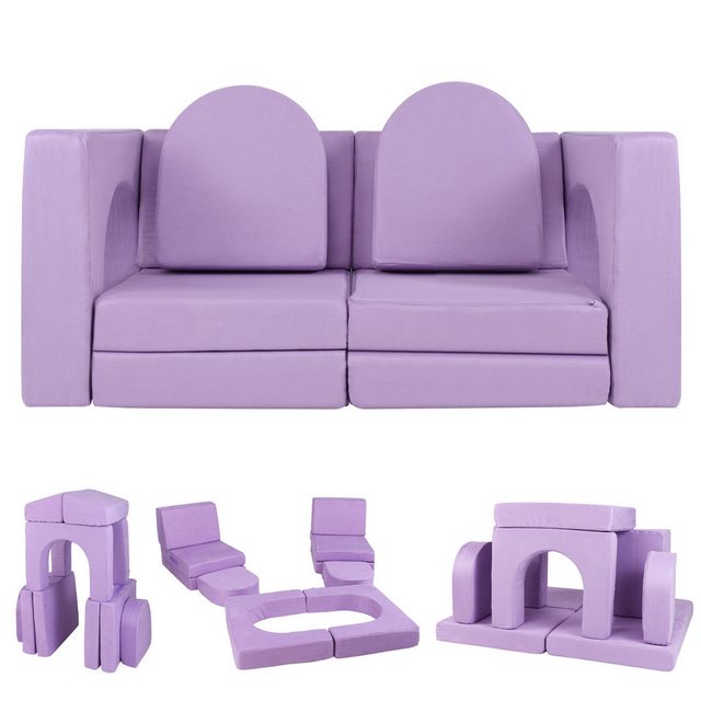 KOMFOTTEU Kindersofa, 8 Teile, Kinderspielsofa mit Wildlederstoffbezug günstig online kaufen