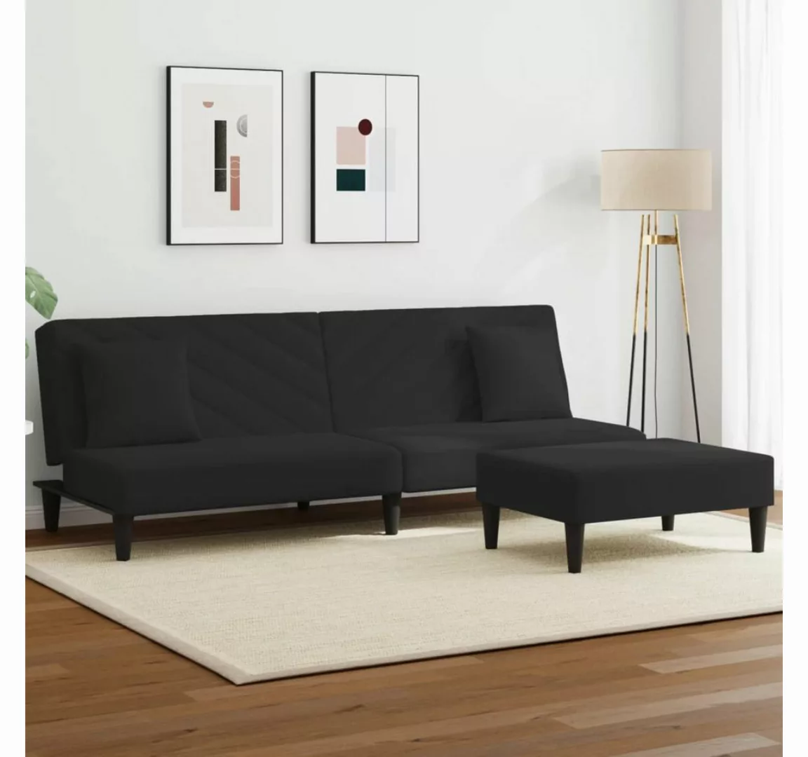 vidaXL Sofa 2-tlg. Sofagarnitur mit Kissen Schwarz Samt günstig online kaufen