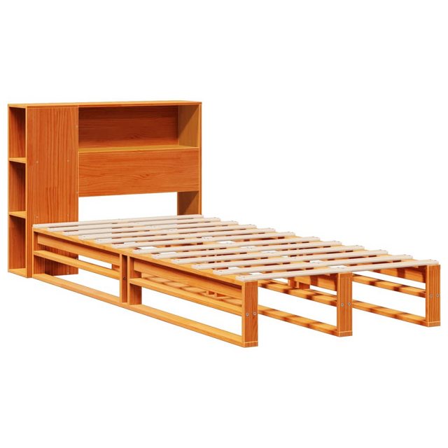 vidaXL Bett Massivholzbett mit Regal ohne Matratze Wachsbraun 75x190 cm günstig online kaufen