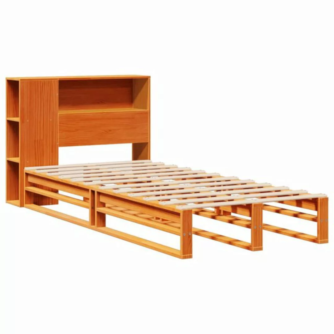 vidaXL Bett Massivholzbett mit Regal ohne Matratze Wachsbraun 75x190 cm günstig online kaufen