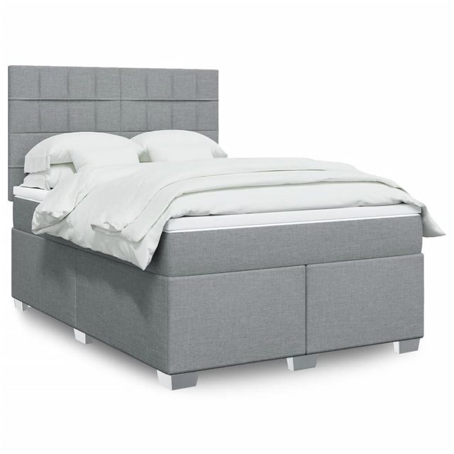 vidaXL Boxspringbett, Boxspringbett mit Matratze Hellgrau 140x190 cm Stoff günstig online kaufen