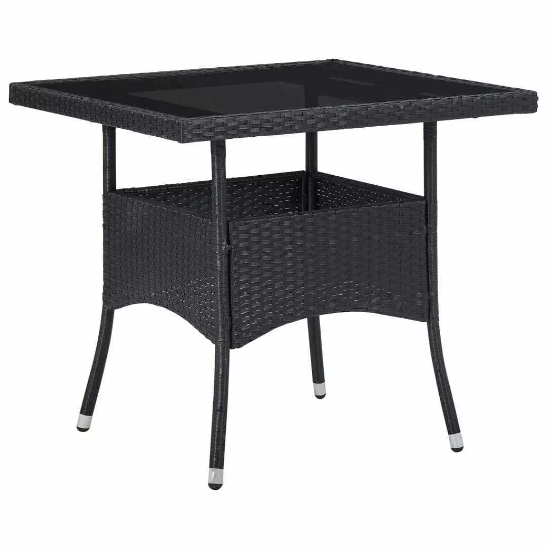 Garten-esstisch Schwarz Poly Rattan Und Glas günstig online kaufen