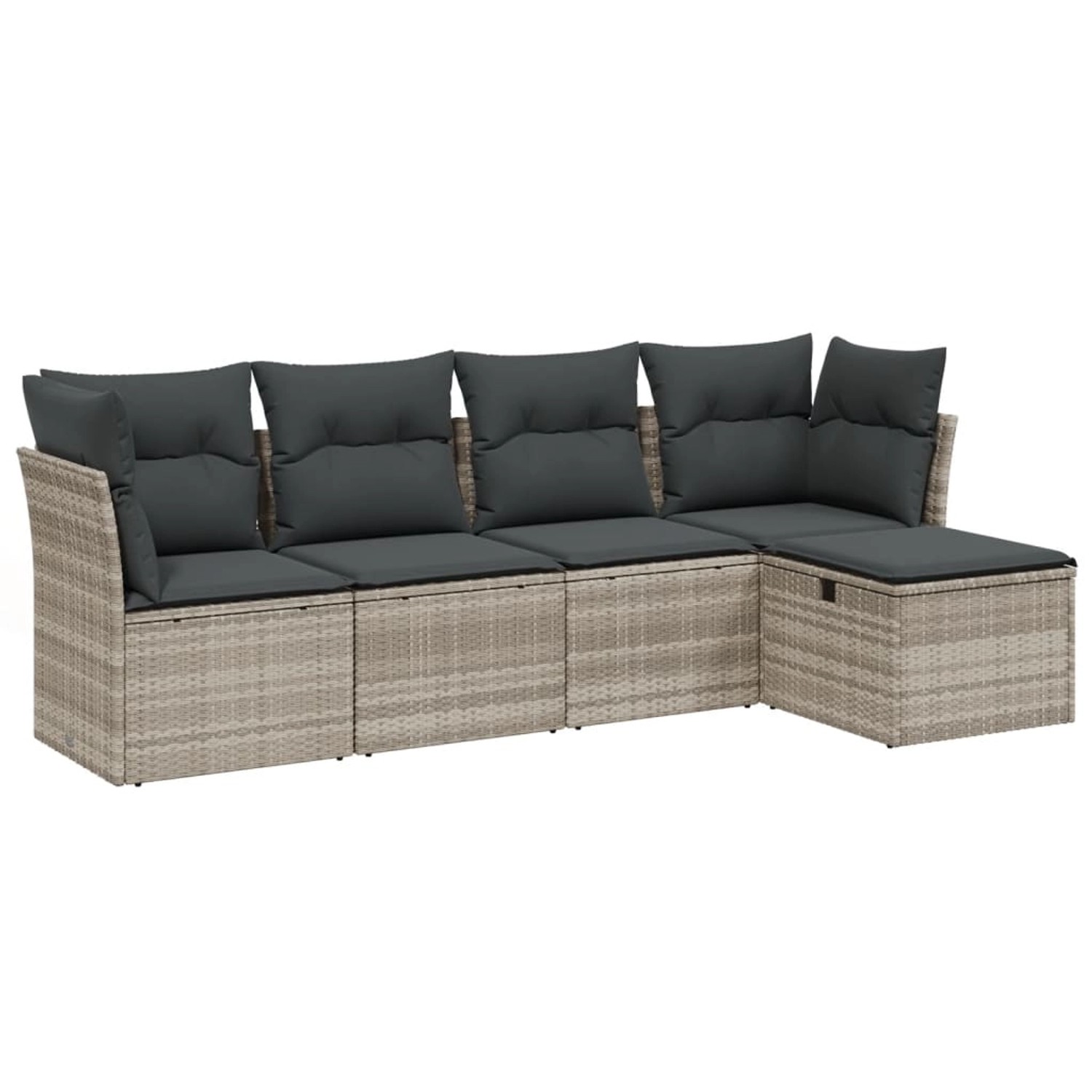 vidaXL 5-Tlg Garten-Sofagarnitur mit Kissen Hellgrau Poly Rattan 3263138 günstig online kaufen