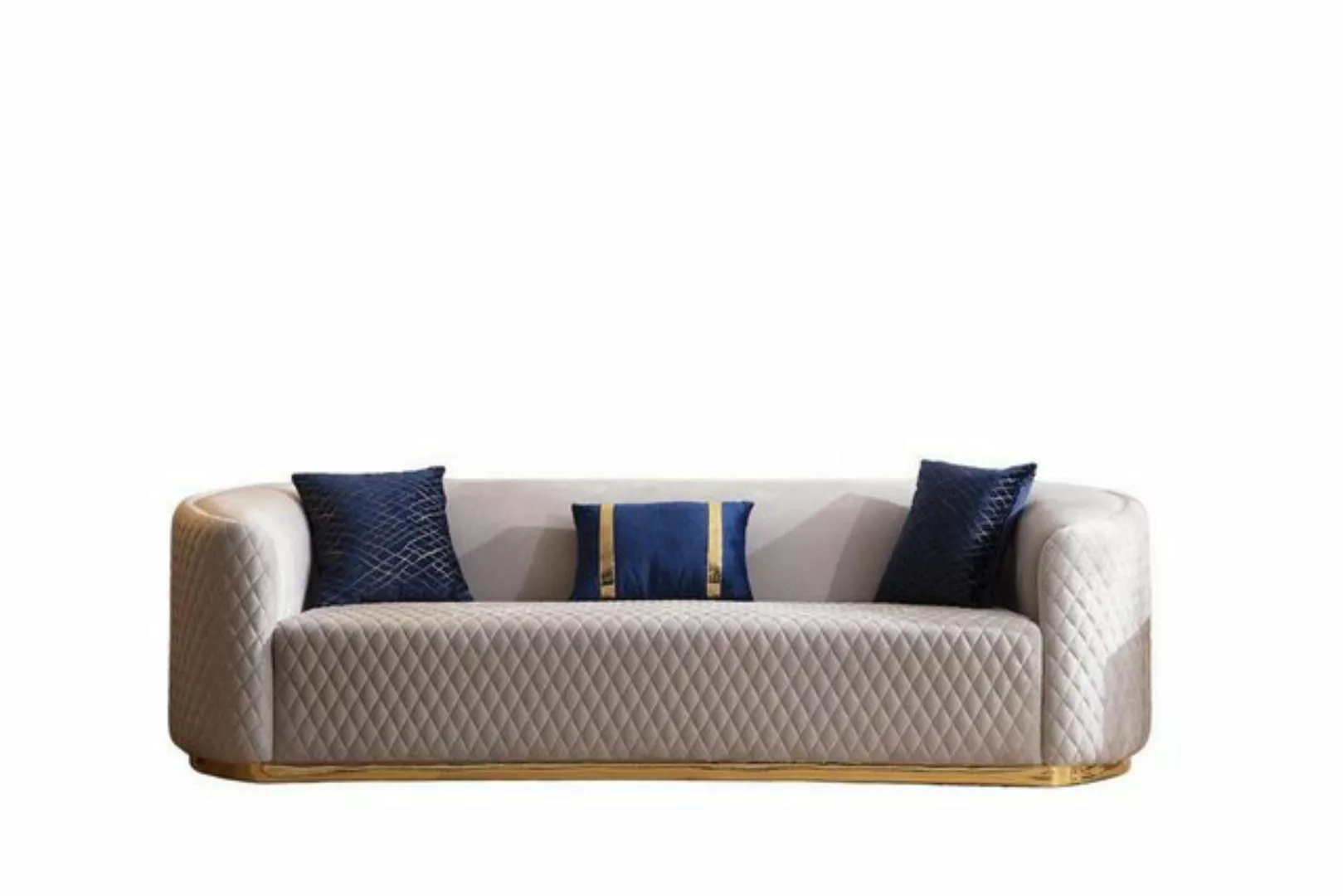 JVmoebel 3-Sitzer Beiger Dreisitzer Edelstahlmöbel Couche Sofas Design Wohn günstig online kaufen