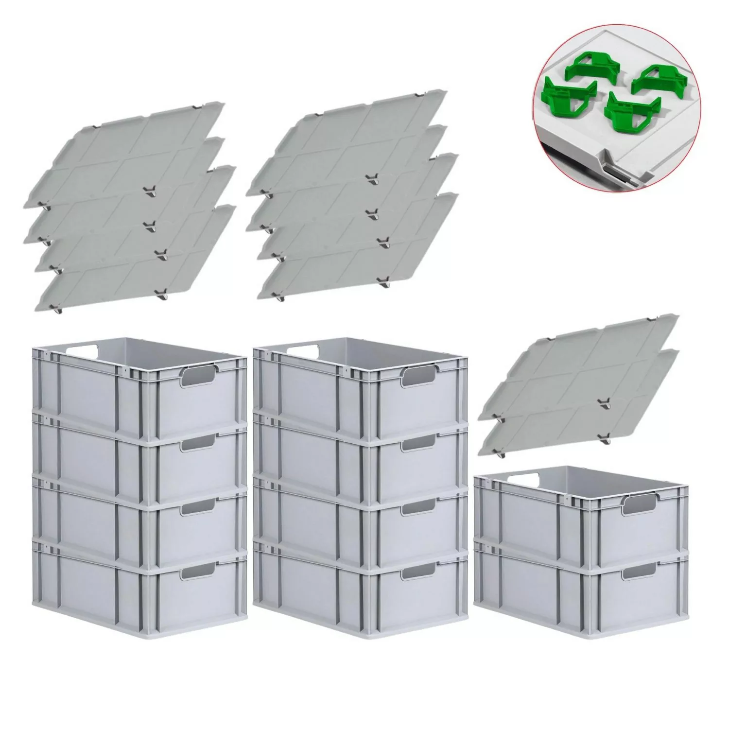 PROREGAL Spar Set 10x Eurobox Nextgen Economy Mit Auflagedeckel & 4x Schieb günstig online kaufen