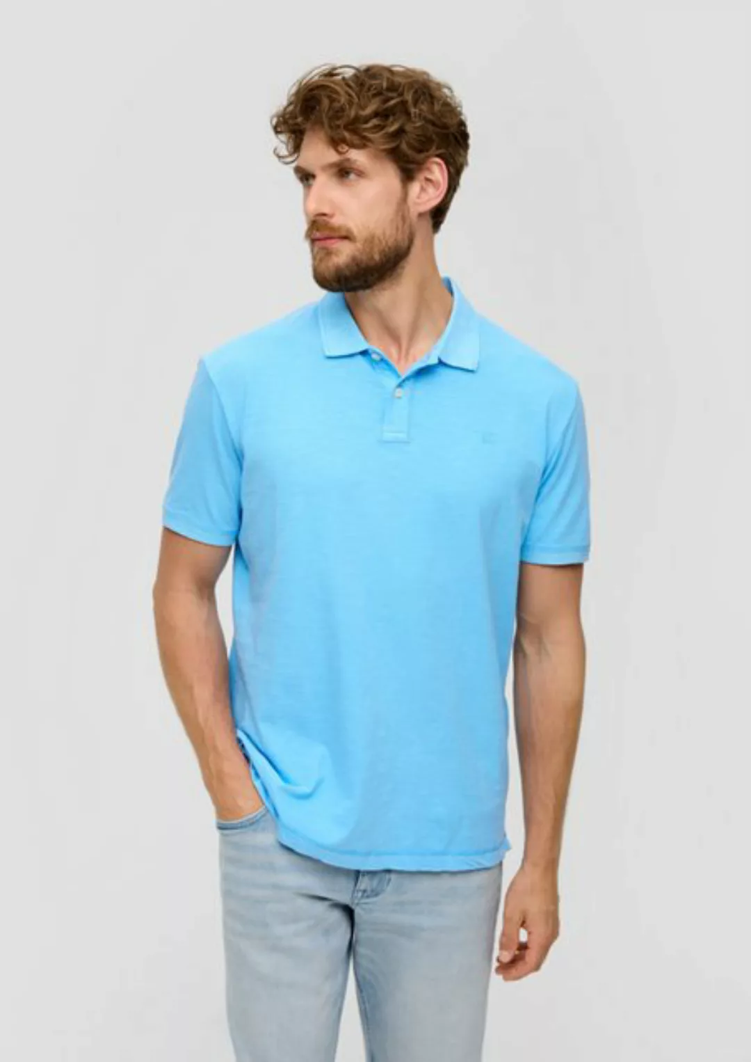 s.Oliver Kurzarmshirt Poloshirt mit Logo-Detail und Garment Dye Logo, Garme günstig online kaufen