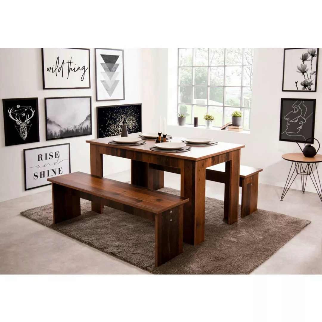 Tischgruppe München Old Wood Nachbildung Spanplatte B/H/T: ca. 140x75x80 cm günstig online kaufen