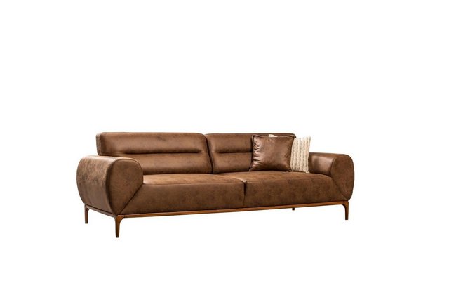 Xlmoebel Sofa Braunes 3-Sitzer Polstersofa in Kunstleder für drei Personen. günstig online kaufen