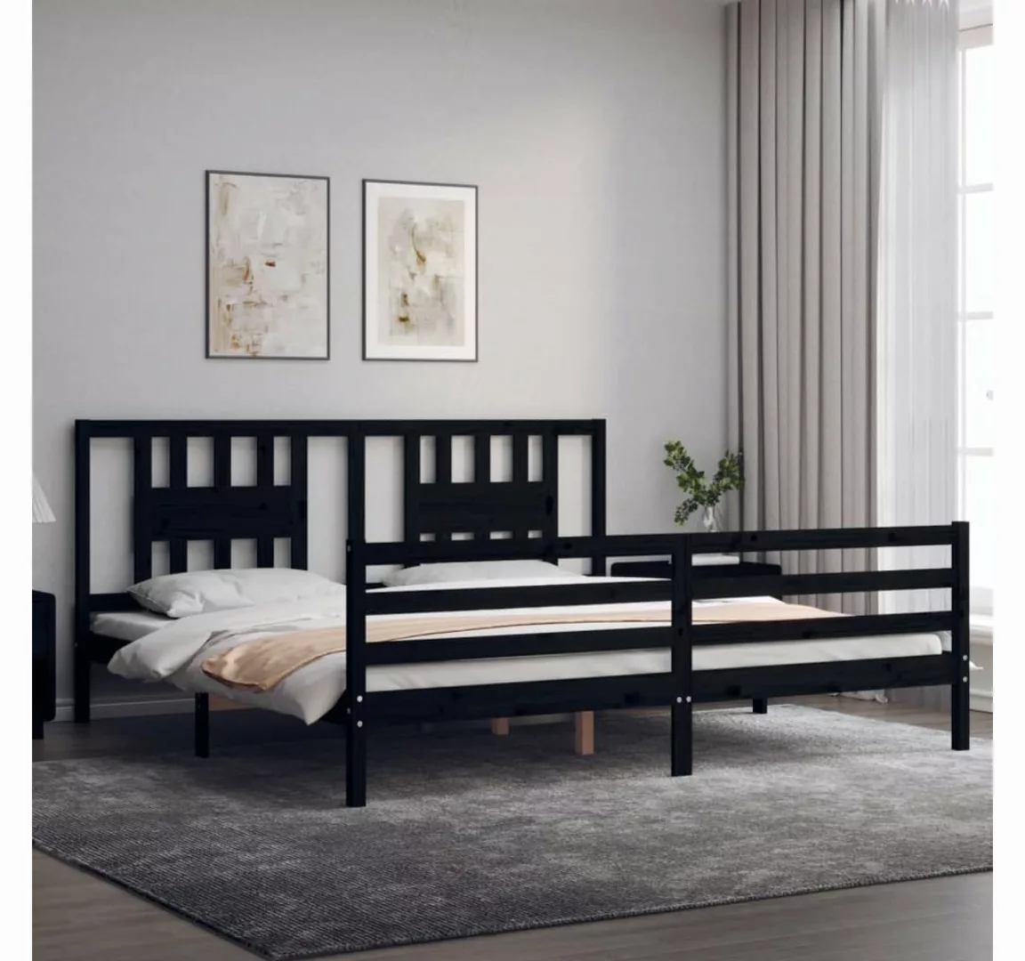 vidaXL Bett Massivholzbett mit Kopfteil Schwarz 200x200 cm günstig online kaufen