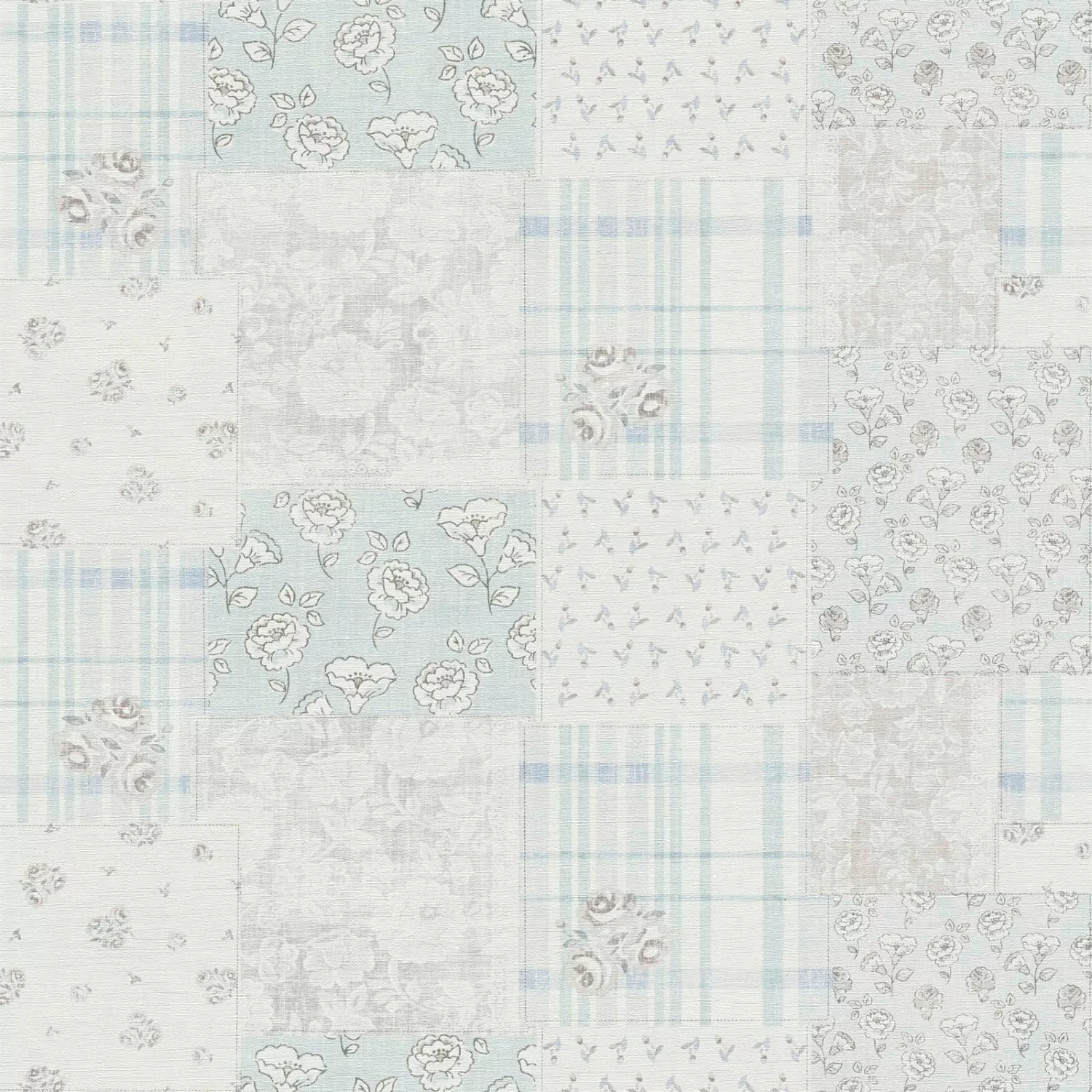 Bricoflor Vintage Tapete im Patchwork Stil Landhausstil Vliestapete in Grau günstig online kaufen