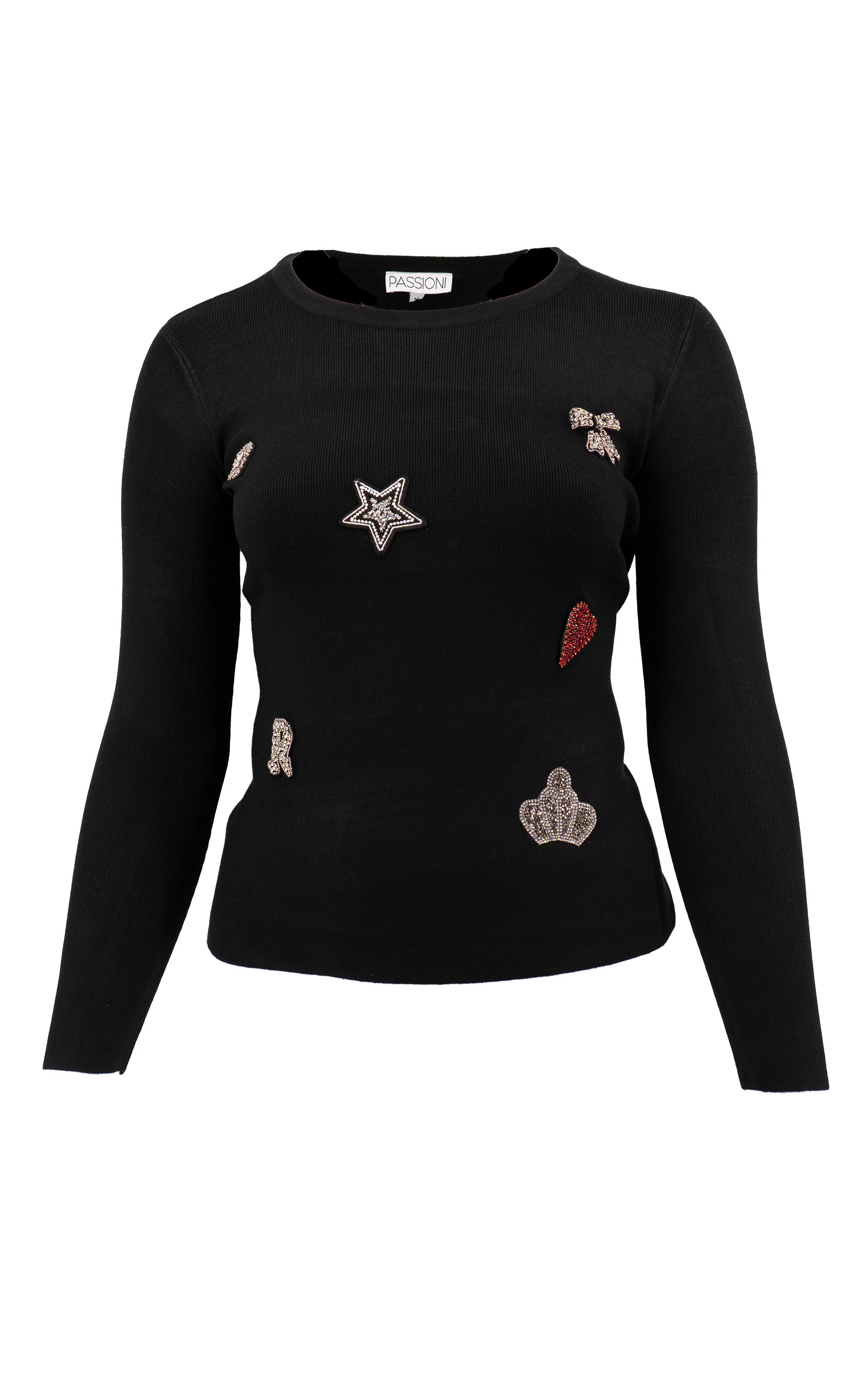 Passioni Strickpullover mit gestickten Motiven günstig online kaufen