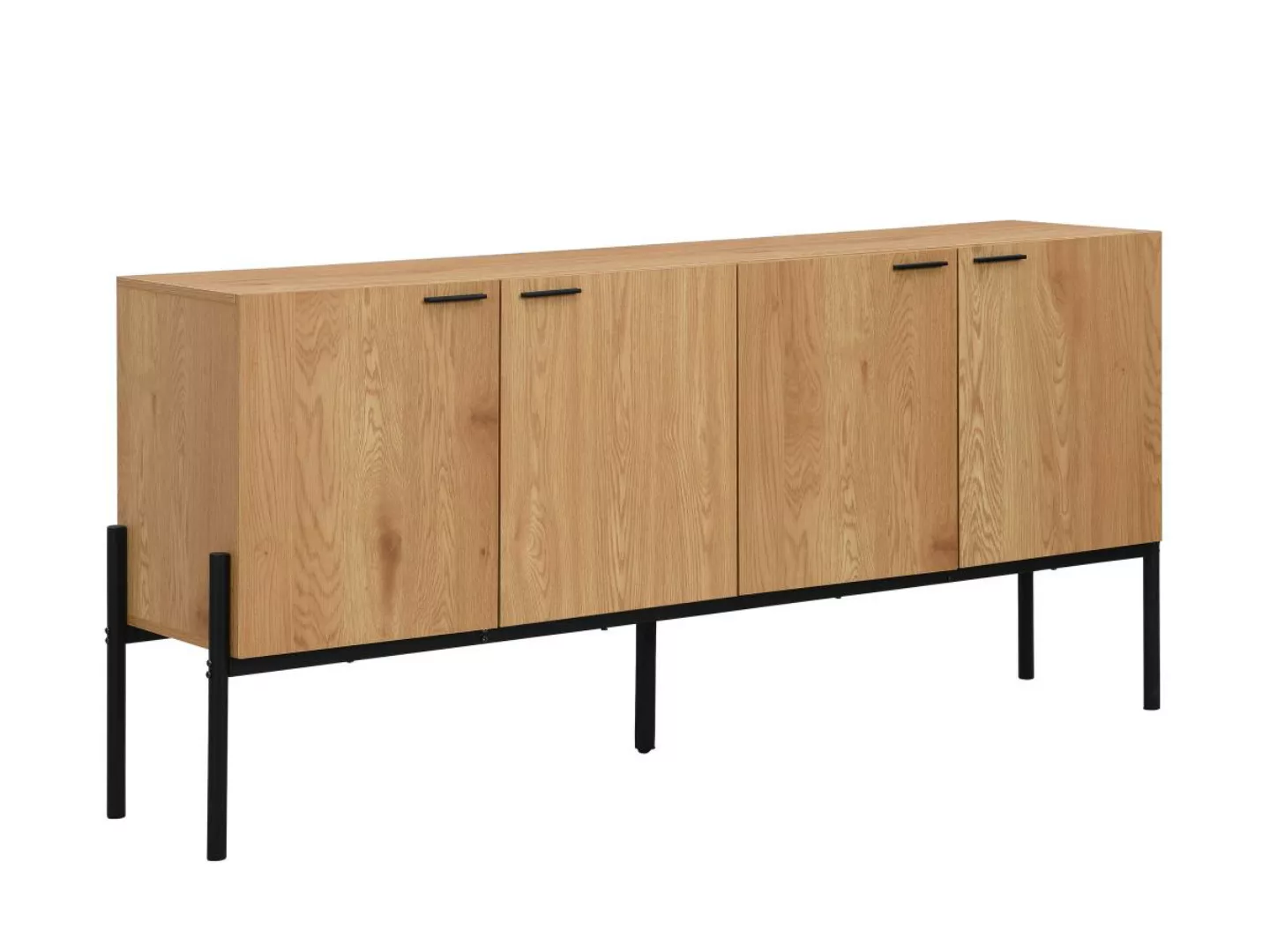 Sideboard mit 4 Türen - Helle Holzfarben & Schwarz - MEMPHIS II günstig online kaufen