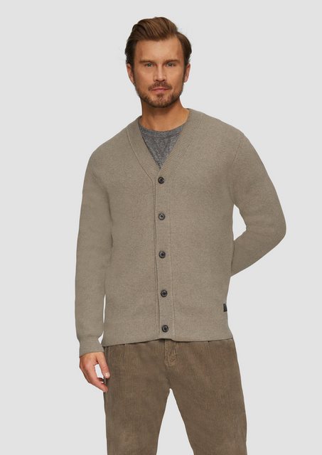 s.Oliver Strickjacke Strukturierter Cardigan aus Wollmix Rippblende günstig online kaufen