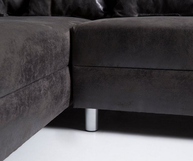 DELIFE Ecksofa Clovis, Anthrazit Antik Optik Ottomane Links Ecksofa modular günstig online kaufen