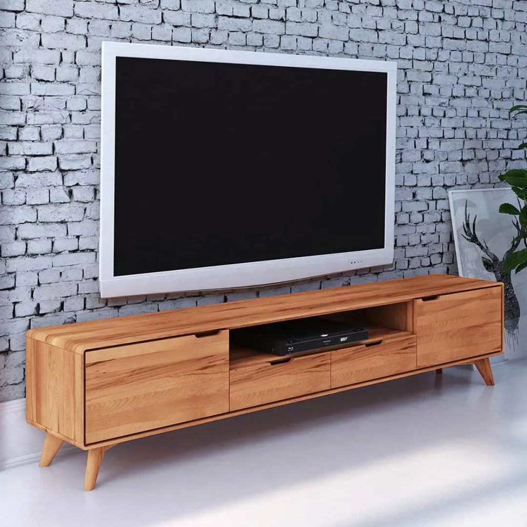 TV Lowboard aus Kernbuche Massivholz 220 cm breit günstig online kaufen