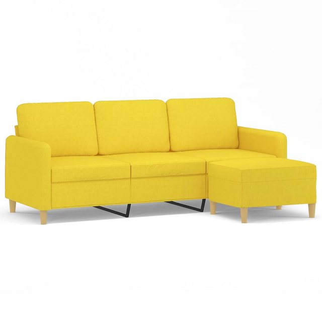 vidaXL Sofa 3-Sitzer-Sofa mit Hocker Hellgelb 180 cm Stoff günstig online kaufen