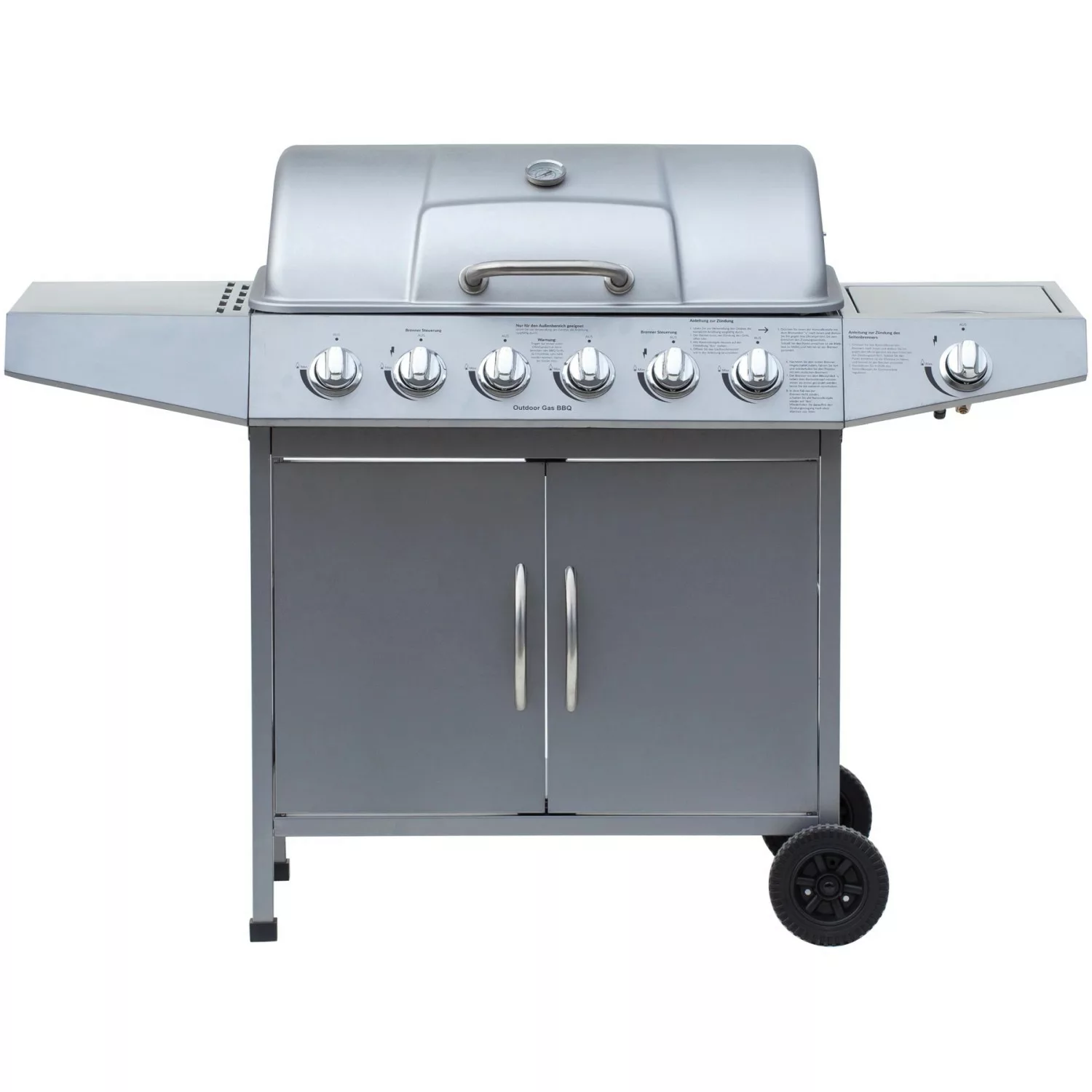 El Fuego Gasgrill Dayton 6-Brenner + Seitenbrenner Silber ca. 133 x 95 x 54 günstig online kaufen