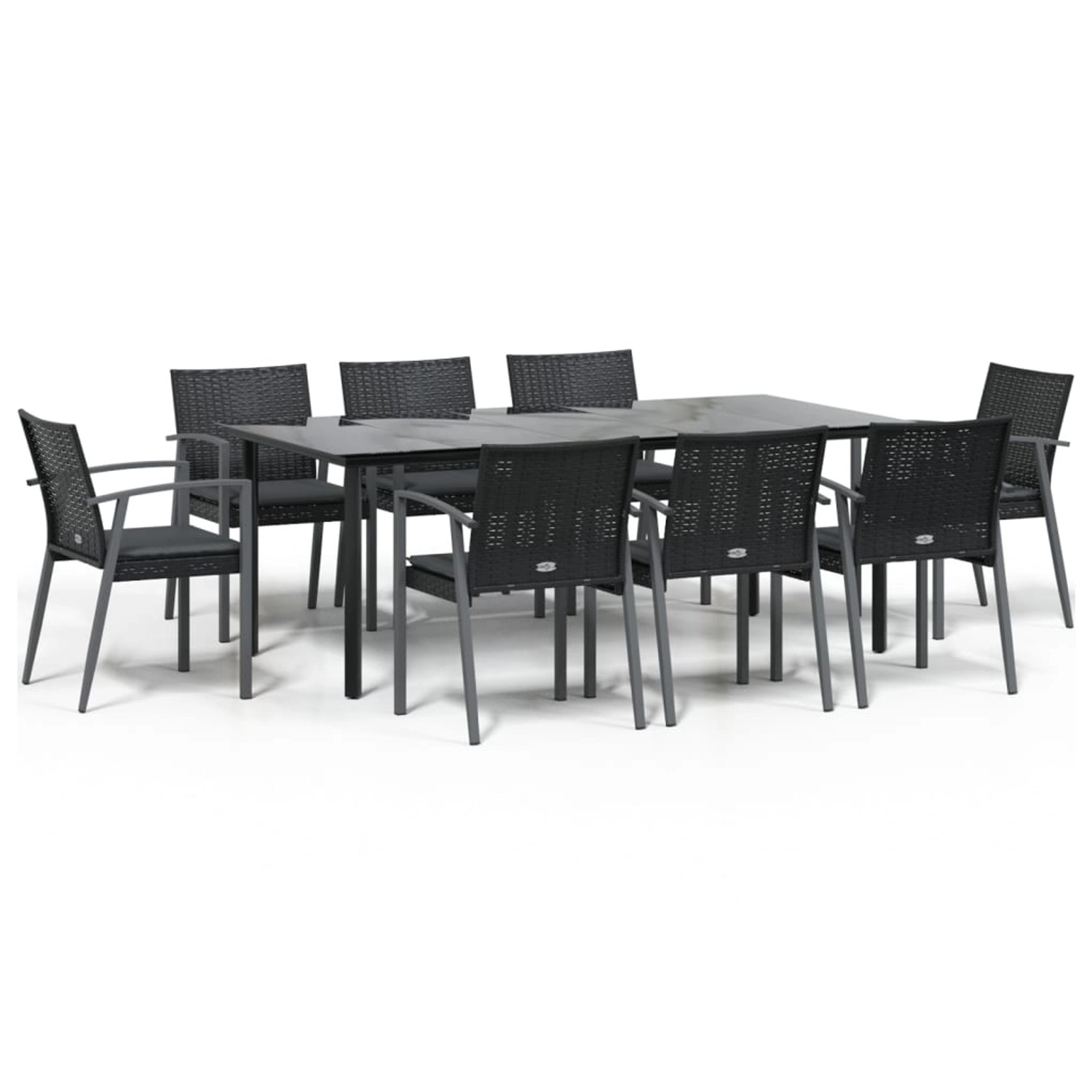 vidaXL 9-Tlg Garten-Essgruppe mit Kissen Poly Rattan und Stahl 3187000 günstig online kaufen