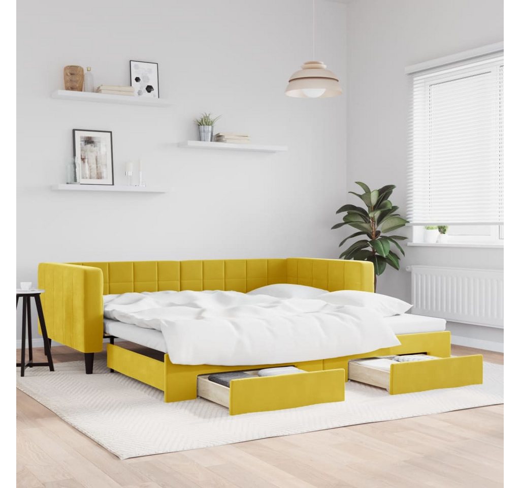 vidaXL Gästebett Gästebett Tagesbett Ausziehbar mit Schubladen Gelb 100x200 günstig online kaufen