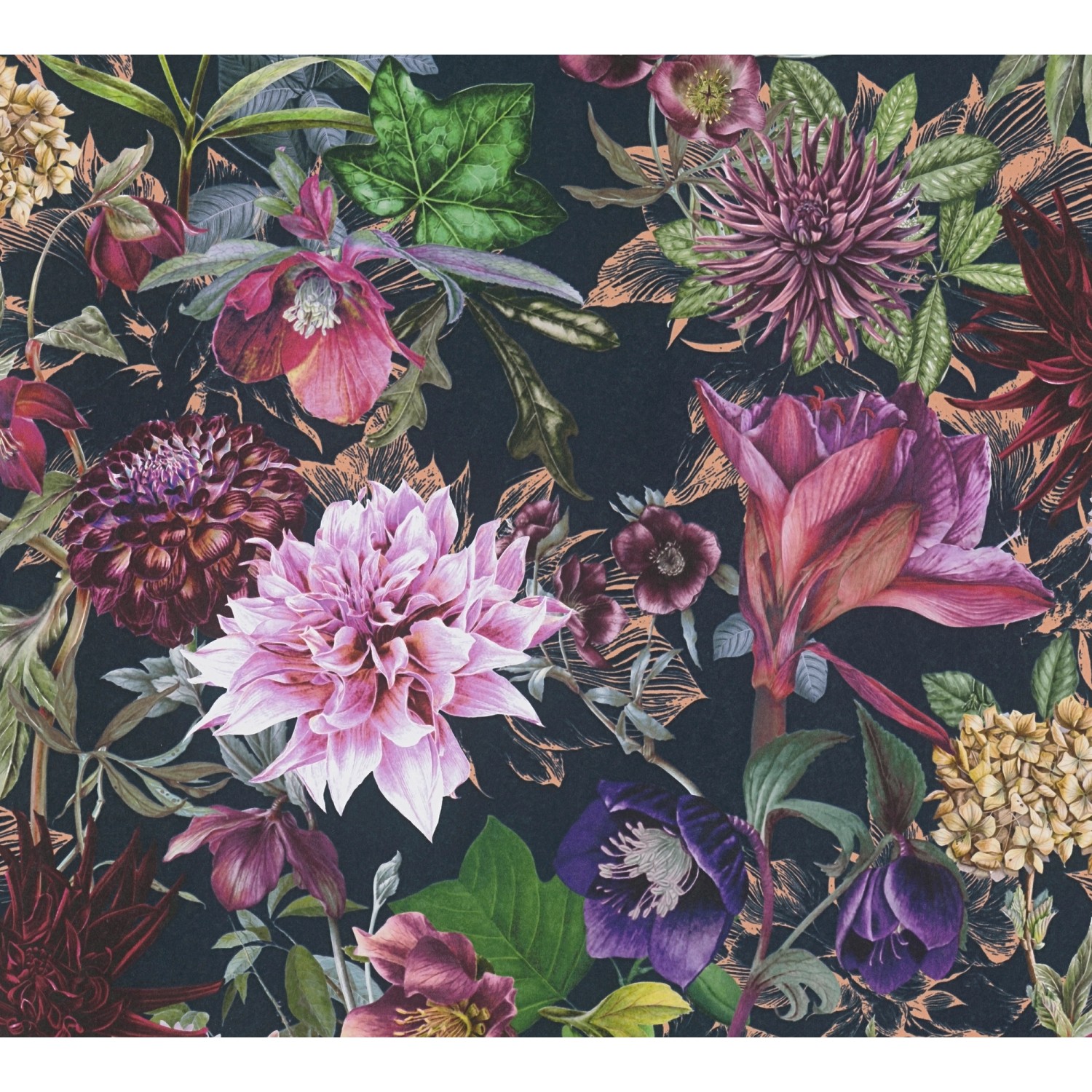 Vliestapete Blumenoptik Floral Matt glatt Grün Schwarz FSC® günstig online kaufen