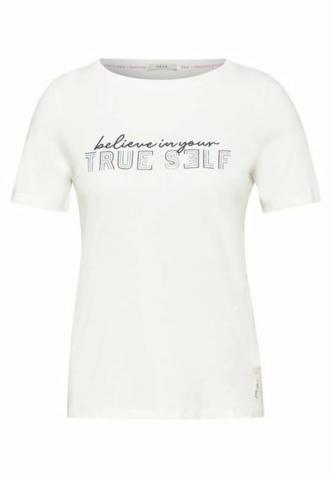 Cecil T-Shirt Stitched Wording Print Shirt günstig online kaufen