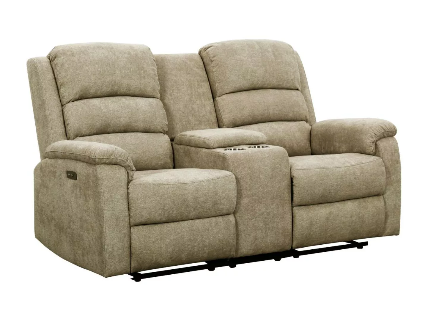 Relaxsofa elektrisch 2-Sitzer - Stoff - Taupe - NEVERS günstig online kaufen