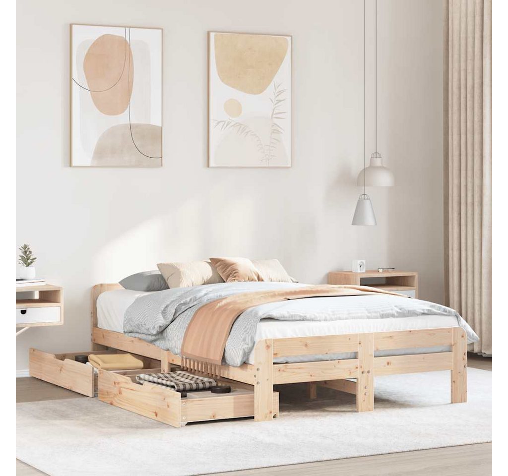 vidaXL Bett, Massivholzbett ohne Matratze 135x190 cm Kiefernholz günstig online kaufen