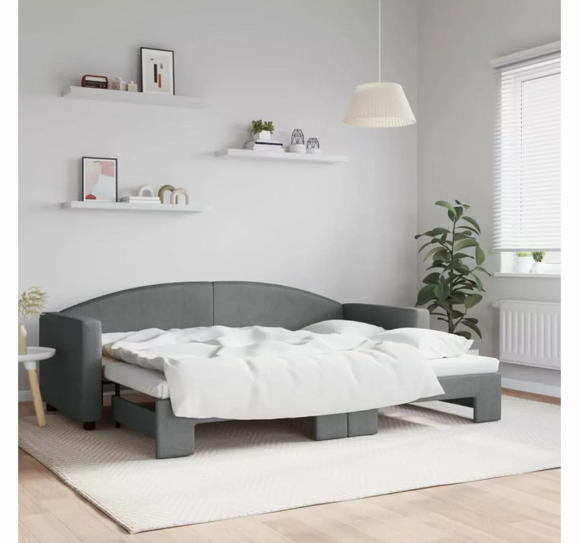 vidaXL Gästebett Gästebett Tagesbett Ausziehbar Dunkelgrau 80x200 cm Stoff günstig online kaufen