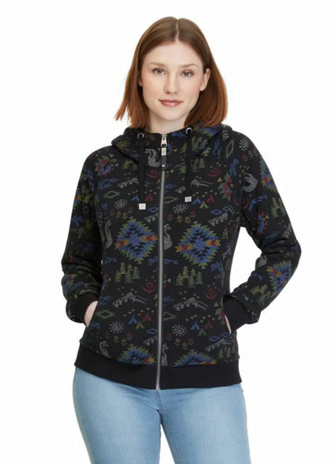 Ragwear Kapuzensweatjacke "FLLAWIA", mit Allover Azteken Muster günstig online kaufen