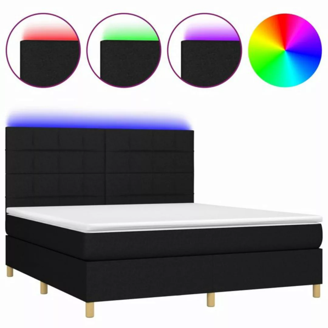 vidaXL Boxspringbett (160 x 200 cm, Quadrate, Schwarz), mit LED günstig online kaufen