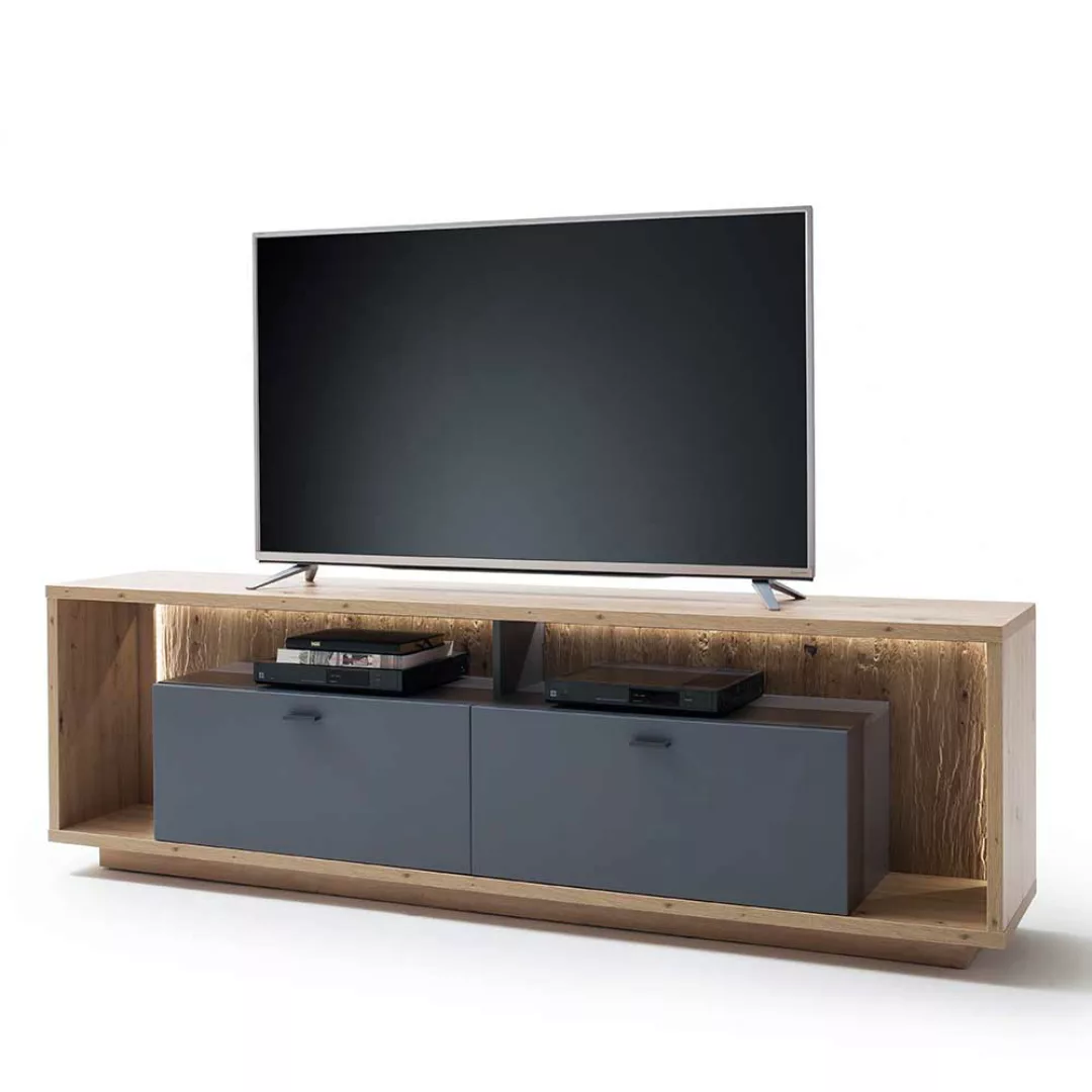TV Element in modernem Design Eichefarben & Grau günstig online kaufen