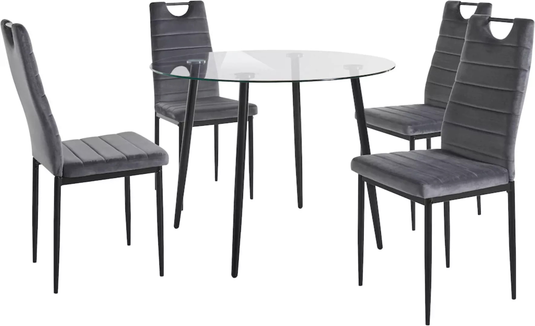 INOSIGN Essgruppe, (Set, 5 tlg.), runder Glastisch, Ø 100 cm und 4 Esszimme günstig online kaufen
