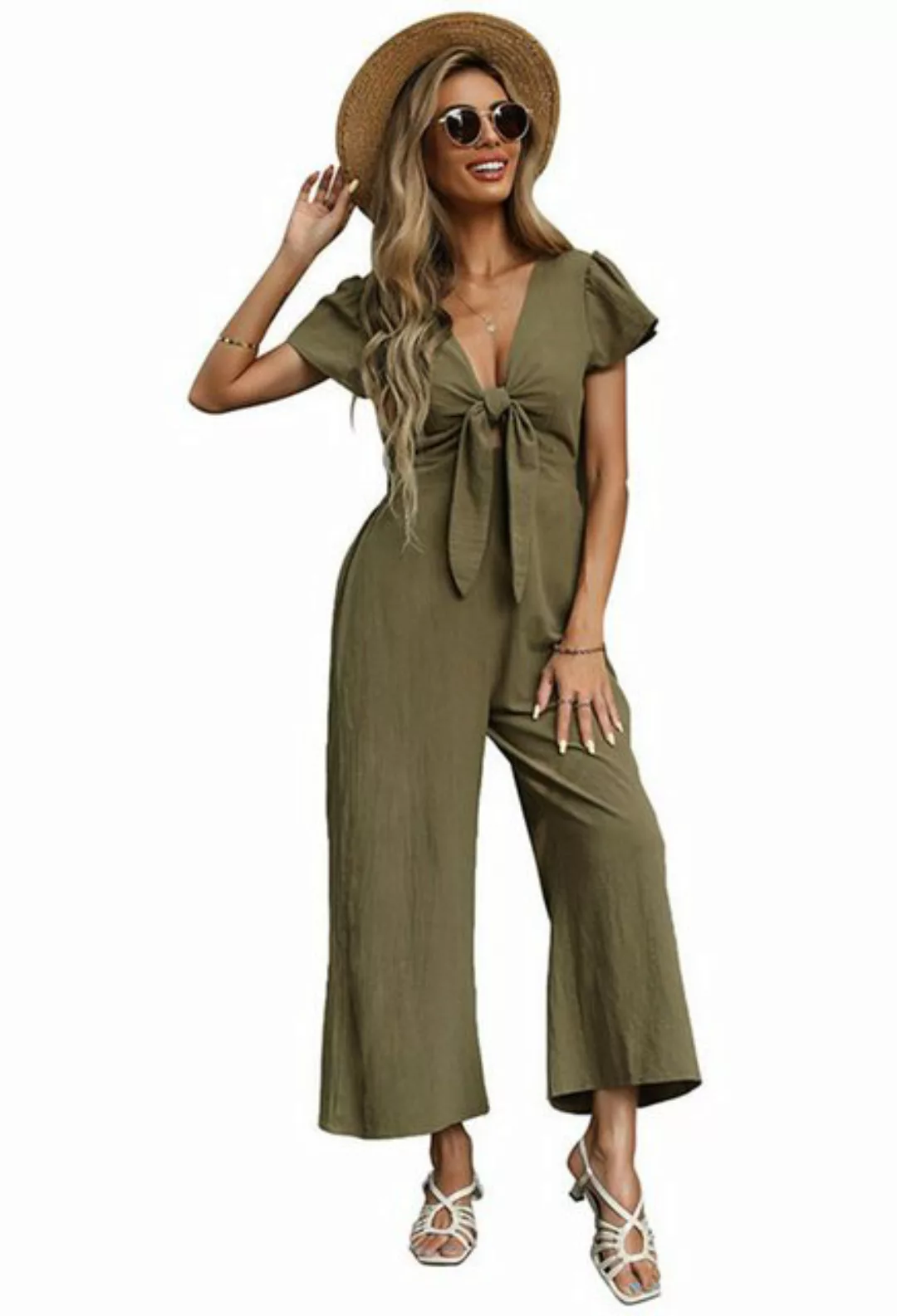 CHENIN 7/8-Overall Solid Colour Nine Minute Wide Leg Jumpsuit für Frauen (S günstig online kaufen