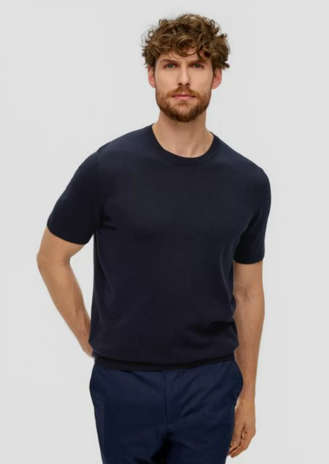 s.Oliver BLACK LABEL Strickpullover Fein gestricktes T-Shirt mit Rippblende günstig online kaufen