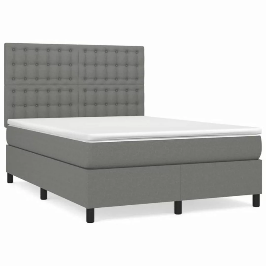 Vidaxl Boxspringbett Mit Matratze Dunkelgrau 140x200 Cm Stoff günstig online kaufen