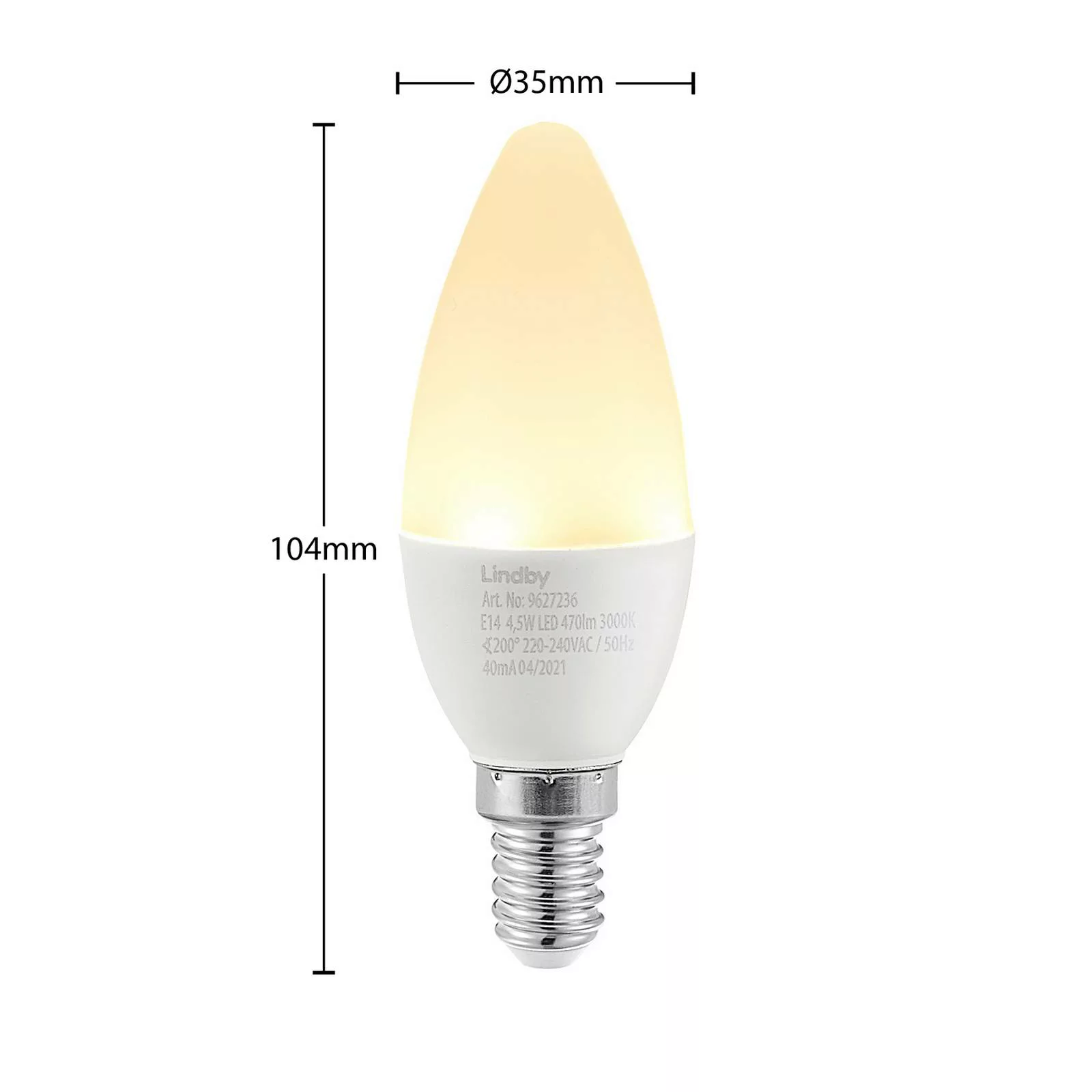 Lindby LED-Kerzenlampe, E14, C35, 4,5W, opal, 3000K, 3er-Set günstig online kaufen
