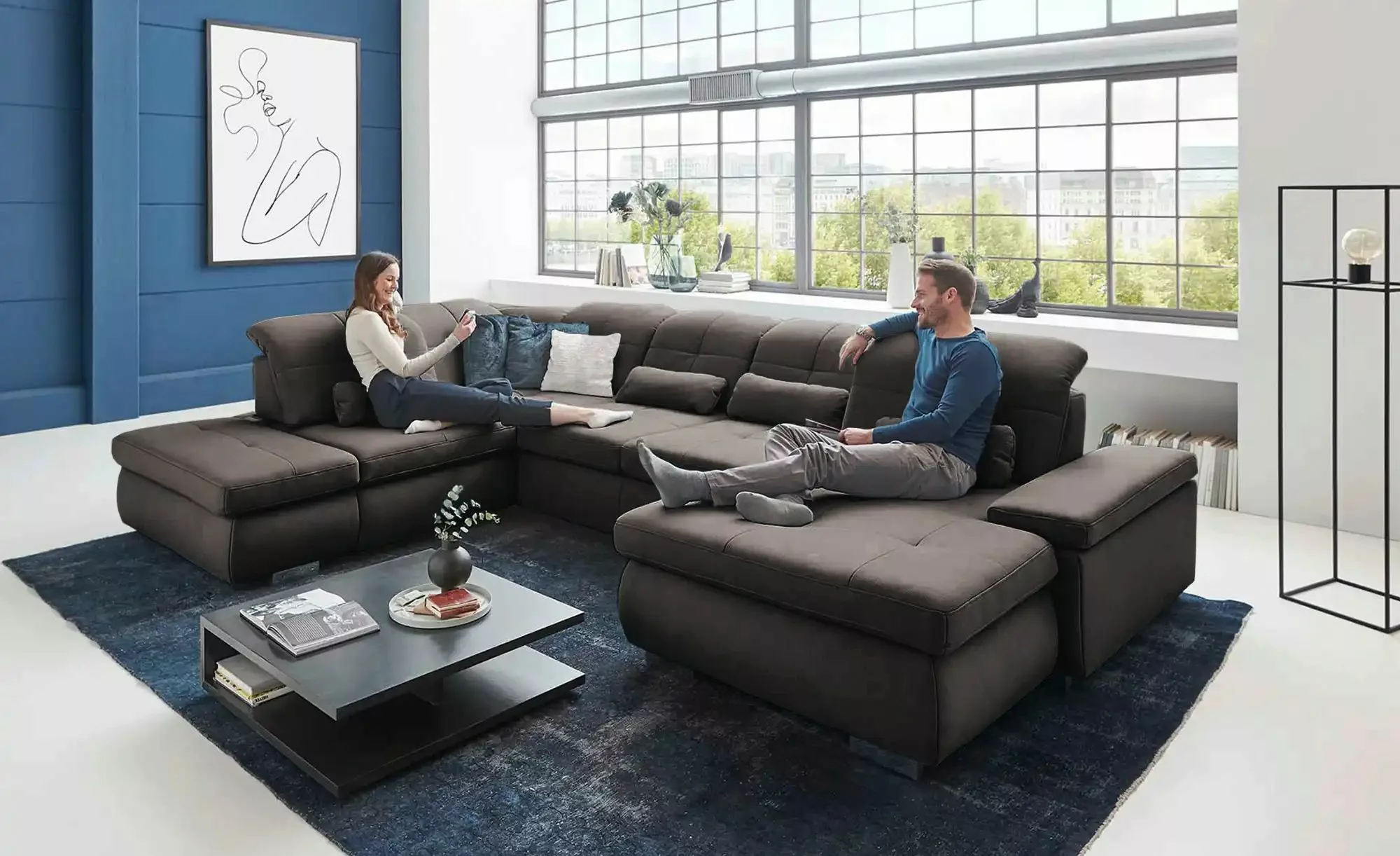 Lounge Collection Wohnlandschaft aus Mikrofaser Affair ¦ braun ¦ Maße (cm): günstig online kaufen