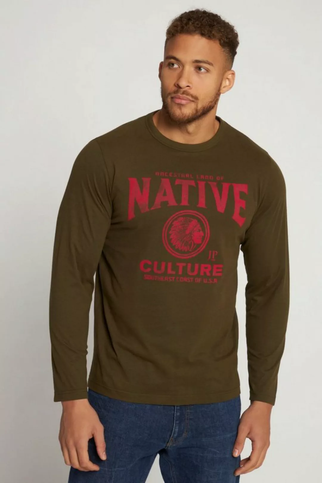 JP1880 T-Shirt Langarmshirt Native Print Rundhals günstig online kaufen