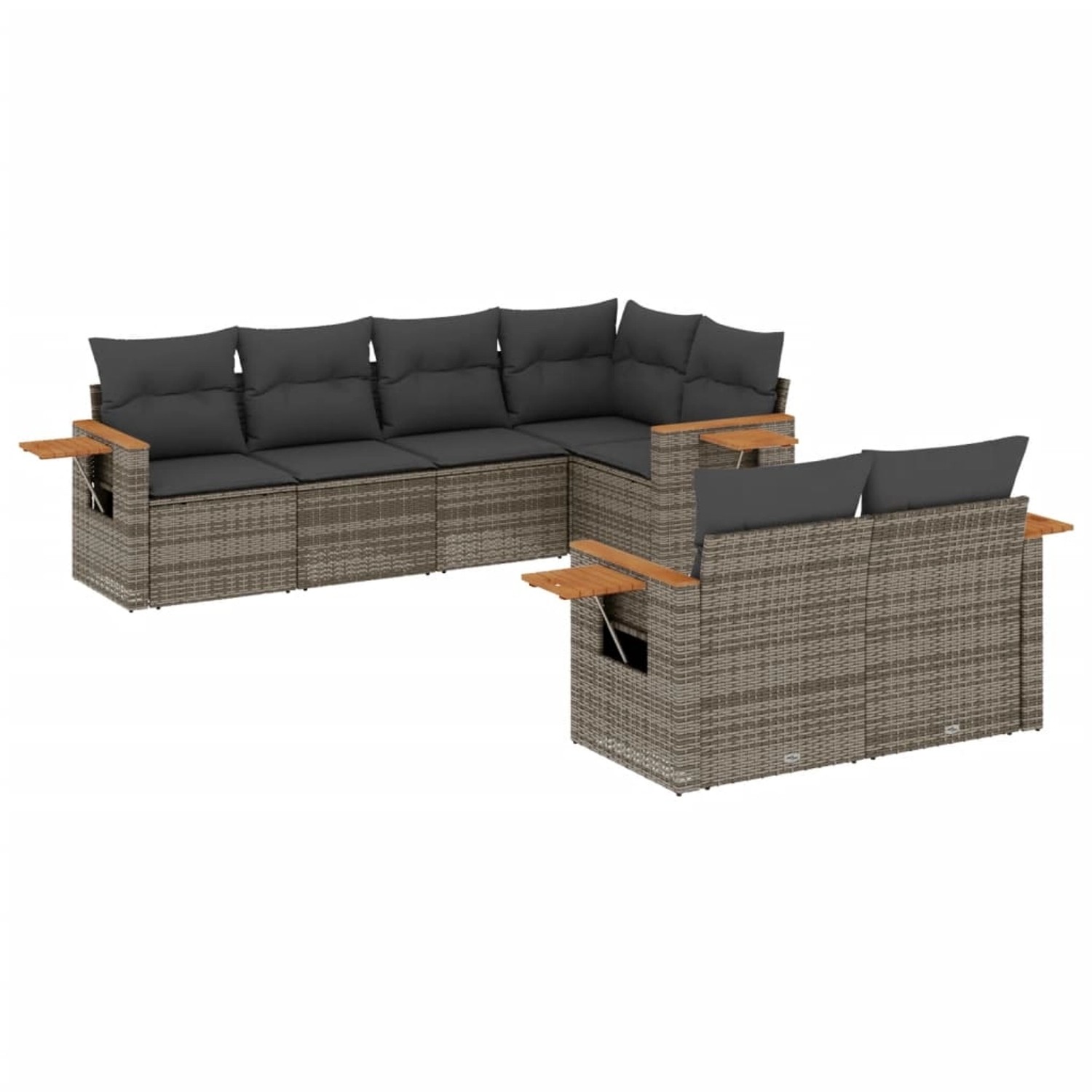 vidaXL 7-Tlg Garten-Sofagarnitur mit Kissen Grau Poly Rattan 3226984 günstig online kaufen